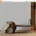 Natural Stone Stool Design For Modern Interior With Decorative Bell And Wooden Base