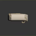 Elegant Beige Round Leather Shoulder Bag With Gold Chain Strap Design
