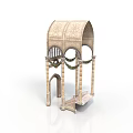 Classical Building Model With Arched Structure Decorative Patterns And Vine Decorations