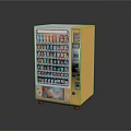 Yellow And White Vending Machine With Digital Display Dispensing Various Drinks 3d model