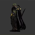 Muscular Green Orc Warrior In Black Armor With Glowing Axe