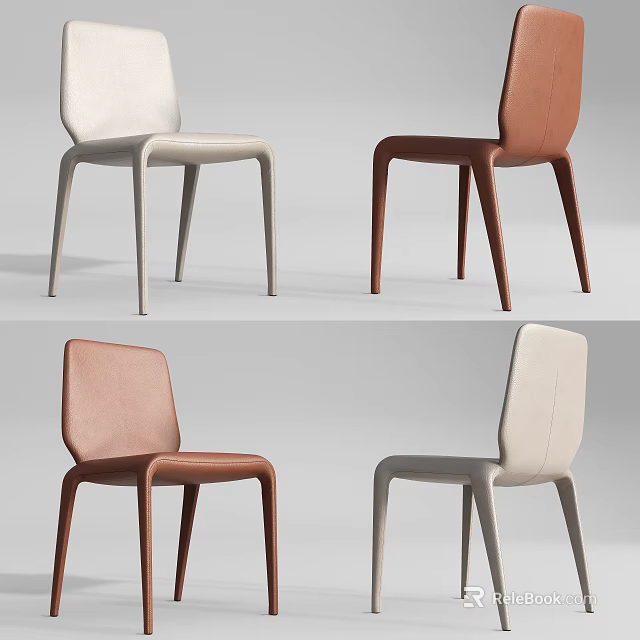 Modern White And Brown Dining Chairs With Sleek Design For Home Kitchen 3d model 