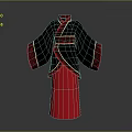 Woman Wearing Traditional Black Red Robe With Red Sash And Cuffs Design