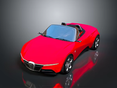 Red Convertible Sports Car With Modern Sleek Body And Shiny Exterior Design 3d model