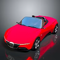 Red Convertible Sports Car With Modern Sleek Body And Shiny Exterior Design