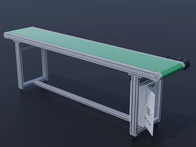 Industrial Conveyor Belt With Green Belt And Metal Frame For Production Line Transport 3d model