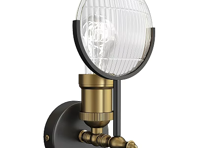 Vintage Brass Black Downlight Spotlight With Glass Shade And Bulb Design 3d model