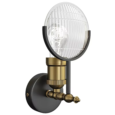 Vintage Brass Black Downlight Spotlight With Glass Shade And Bulb Design 3d model
