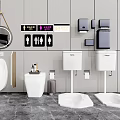 Modern Public Bathroom Toilet Design With Urinal Sink Mirror And Gender Signs