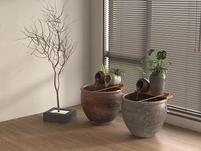 Beautiful Aquarium Setup With Tropical Fish Aquatic Plants And Decorative Stones 3d model