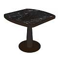 Modern Square Dining Table With Black And White Marble Top And Dark Round Pedestal Base