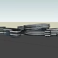 Modern Streamlined Office Building With Multi Storey Structure And Sleek Exterior Design 3d model