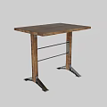 Durable Dining Table With Wooden Legs And Metal Bracket Support Frame 3d model