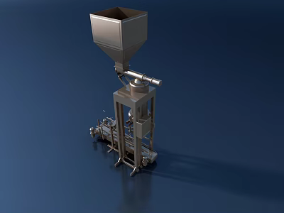 Industrial Equipment With Stainless Steel Hopper And Automated Material Conveying System 3d model