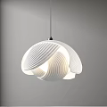 Elegant White Spiral Pattern Pendant Light Hanging Against Gray Background with Soft Illuminating Light 3d model