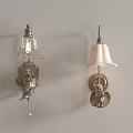 Decorative Vintage Style Wall Lamps With Metallic Angel Wing And Leaf Patterned Base