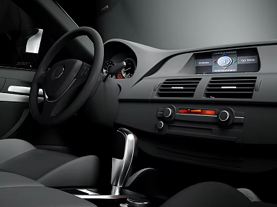 Sleek Car Interior Featuring Steering Wheel Dashboard Gear Shift And 3d model