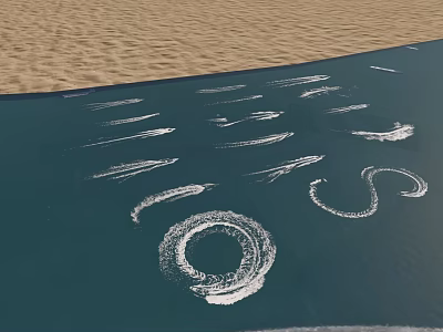 Natural Sandy Desert Edge With Dark Surface And White Line Patterns 3d model