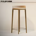 Poliform Modern Bar Stools In Light Wood And Green With Contrasting Legs On White Background