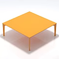 Stylish Modern Orange Square Coffee Table With Minimalist Design And Smooth Surface