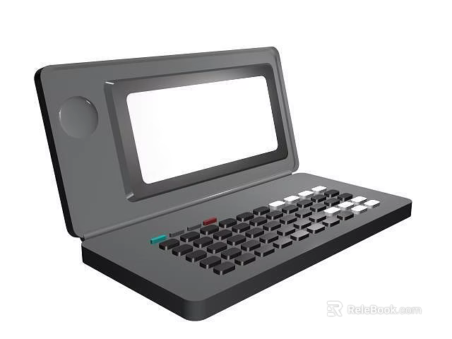 Open Design Industrial Computer Terminal with Gray Casing Display Screen and Colored Key Keyboard 3d model 