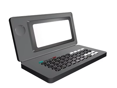 Open Design Industrial Computer Terminal with Gray Casing Display Screen and Colored Key Keyboard 3d model