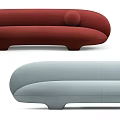 Modern Curved Sofa Design In Light Green Red With Round Cushion 3d model