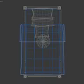 Dark Wooden Single Bed with Bedposts Brown Quilt White Patterns Blue Striped Pillows Orange Pumpkin