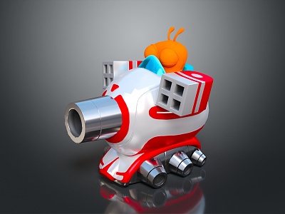 Modern turret turntable rail gun sci-fi tower defense 3d model