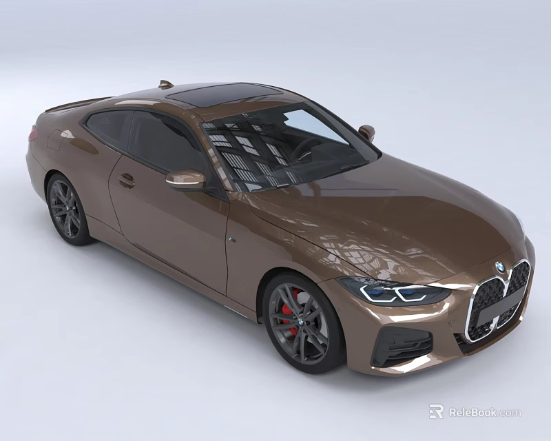 Brown Two Door Coupe With Black Roof Sleek Exterior And Sporty Alloy Wheels 3d model 