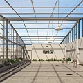 Spacious Glass Roof and Walls Leisure Area with Ping Pong Table Chairs and Plants