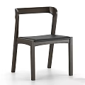 Modern Dark Wooden Stool With Leather Seat And Sturdy Legs For Dining Room Use