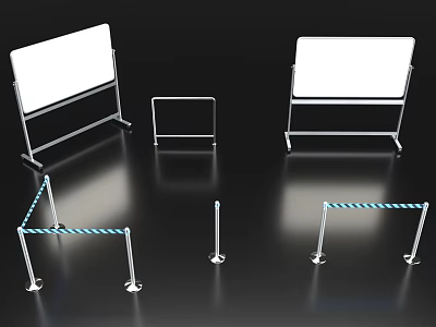 Various Metal Railings Featuring Blue And White Striped Designs And Frame Structures 3d model