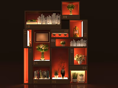 Multi-functional combination display cabinet bookcase display rack 3d model