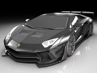 Black Luxury Sports Car With Sleek Aerodynamic Body Rear Spoiler And Sharp Headlights 3d model