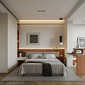 Modern Bedroom Interior Design With Bedside Table Decorative Artwork Wooden Desk Chair And Rug