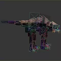 3D Dinosaur Like Creature Model With Dark Blue Body Pink Spiked Back and Glowing Eyes