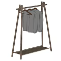 Simple Wooden Clothes Rack With Hanging Jackets And Bottom Storage Shelf 3d model