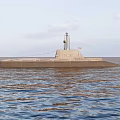 Military Submarine Warship Sailing on Ocean Surface with Conning Tower