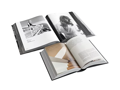 Open Lifestyle Magazines Featuring Fashion Photos and Interior Design Text Content 3d model