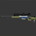 Modern Sniper Rifle With Sniper Scope Yellow And Blue Components