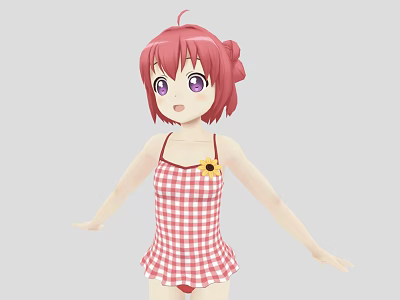 Two-dimensional beauty cartoon beautiful girl three-shading two-material cute girl kawaii girl swimsuit anime girl 3d model