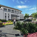 Modern Residential Community With Green Gardens Willow Trees And People Strolling