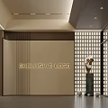 Modern Luxury Reception Desk Background Wall With Custom Logo Display And Elegant Art Decor Pieces