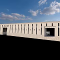 Modern Building Facade With Symmetrical Design Light Colored Exterior Windows And Green Roofs