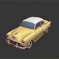 Yellow Classic Car With White Roof And Vintage Design Features
