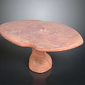 Handcrafted Wooden Table With Natural Grain Irregular Round Top And Solid Base 3d model