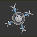 3D Rendered Mechanical Sci-Fi Creature With Blue Legs And Dome Structure