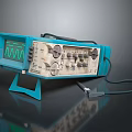 Blue Medical Oscilloscope Featuring Waveform Display Control Knobs Cable And Stand
