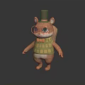 Anthropomorphic Squirrel Character Wearing Top Hat Glasses Bow Tie And Vest